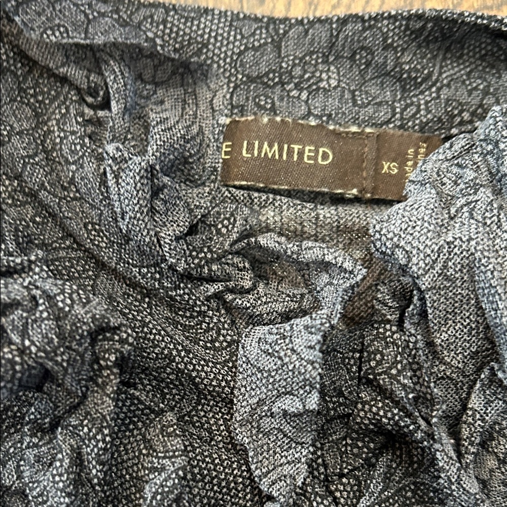 The Limited Black Ruffled Cap-Sleeve Paisley Blouse - Picture 2 of 3